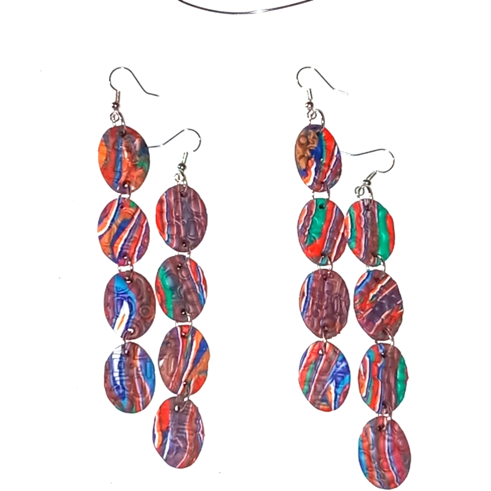 Clay Earrings-Aztec Stripes